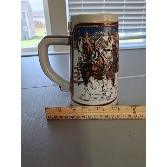 1989 Budweiser Holiday Beer Stein Clydesdales Collector Series Anheuser Busch - Picture 7 of 9